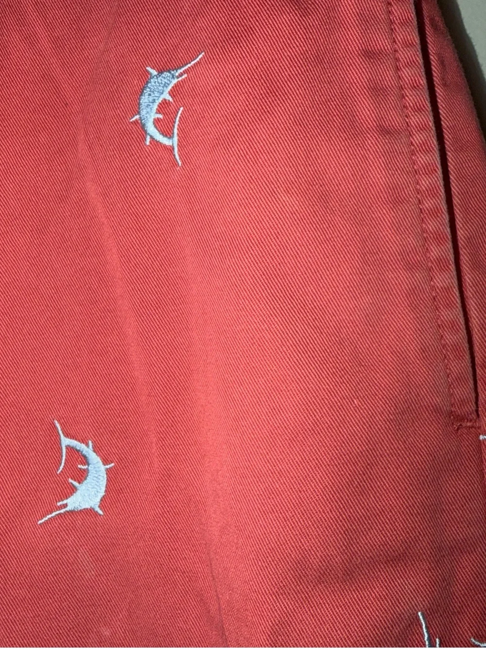 J.Crew Mens red swordfish-embroidered casual trousers Size 33X30